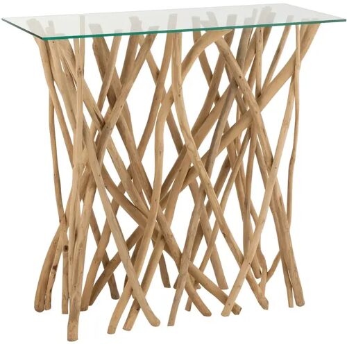 J-Line Console Takken Teak Hout Naturel/Glas