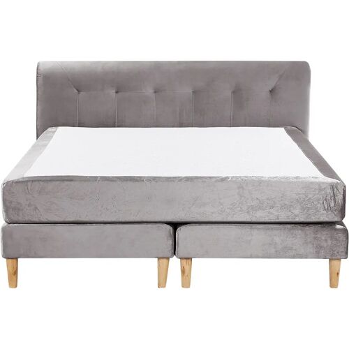 Beliani MARQUISE - Tweepersoons boxspring - Grijs - 160 x 200 cm - Fluweel