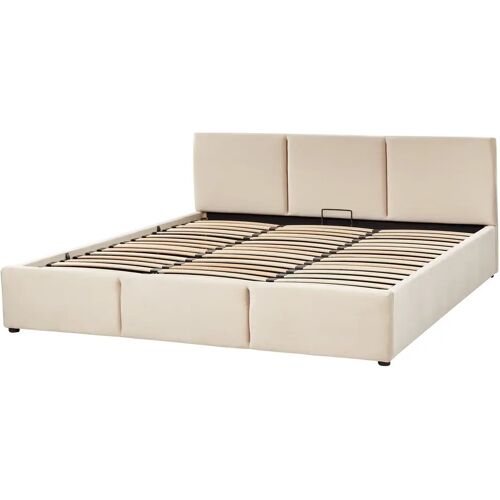 Beliani BOUSSE - Tweepersoons boxspring - Beige - 180 x 200 cm - Fluweel