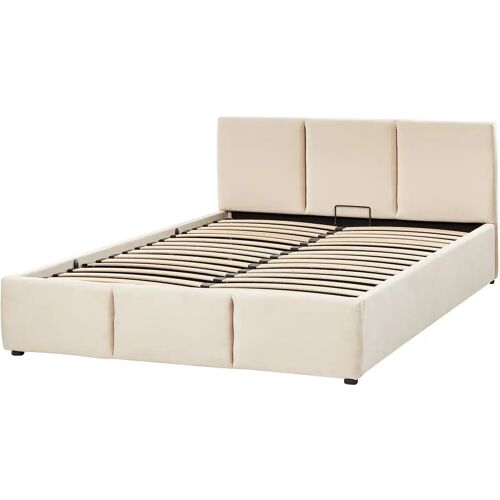 Beliani BOUSSE - Tweepersoons boxspring - Beige - 160 x 200 cm - Fluweel