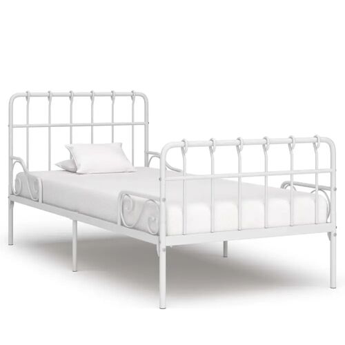 vidaXL Bedframe met lattenbodem metaal wit 90x200 cm