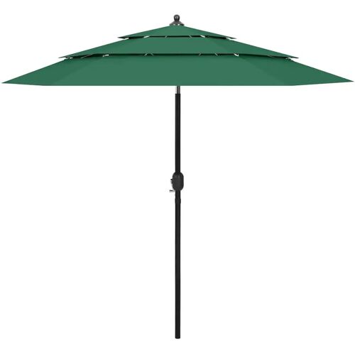 vidaXL Parasol 3-laags met aluminium paal 2,5 m groen