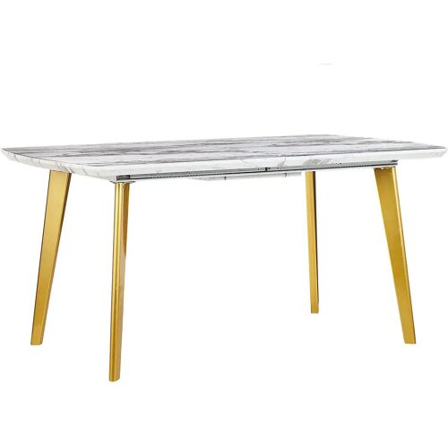 Beliani MOSBY - Uitschuifbare eettafel - Wit/Goud - 90 x 160/200 cm - MDF