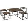 Tower living Via coffeetable set (5) - 90x90x45 40x40x38 - recl. teak wine