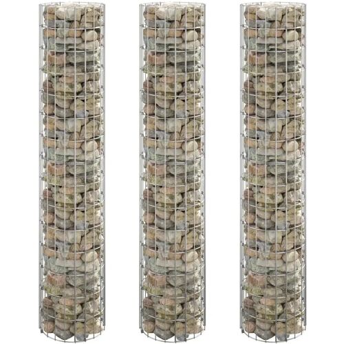 vidaXL Gabion plantenbakken 3 st rond verhoogd 30x150 cm staal