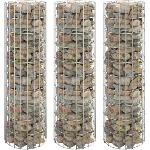 vidaXL Gabion plantenbakken 3 st rond verhoogd 30x100 cm staal