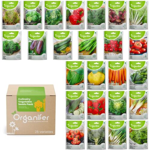 Organifer - Groentezaden Pakket– 25 Culinaire Soorten