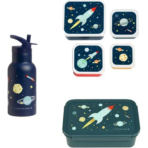 BEAU by Bo A Little Lovely Company Back to school set - Drinkfles RVS/4 Snackdozen/Bento box - Ruimte - Blauw