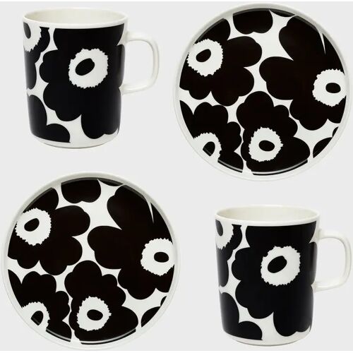 Marimekko Oiva / Unikko Ontbijtset Zwart