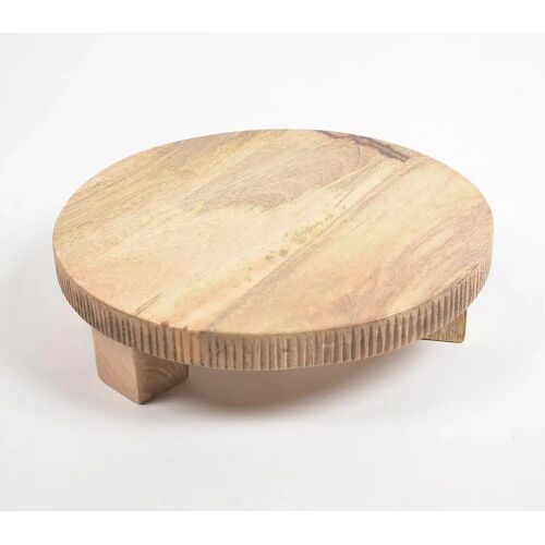 Aromaa Striped Edge Raw Mango Wood Cake Stand