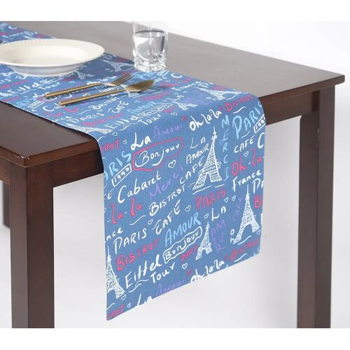 Home Therapy Typographic Paris-Themed Printed Table Runner