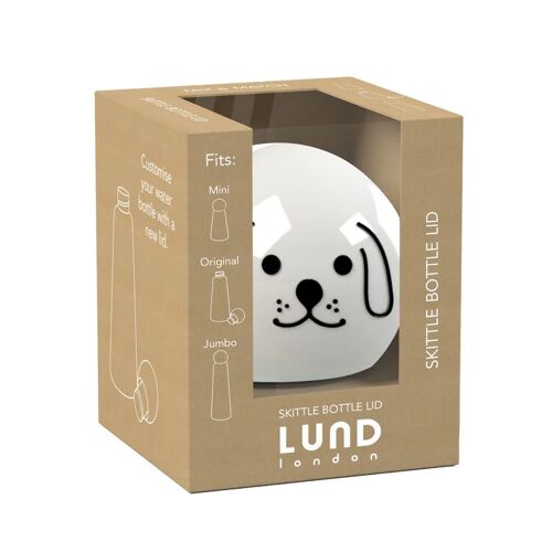 Lund - Skittle Drinkfles Dop Hond - Wit / Roestvast Staal