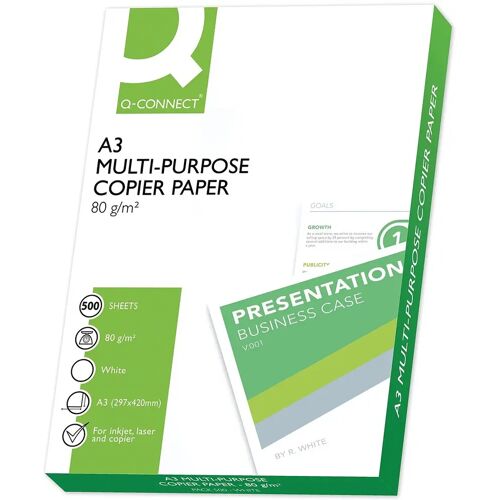 Q-CONNECT kopieerpapier, ft A3, 80 g, pak van 500 vel, wit