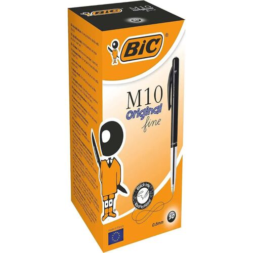 50x Bic M10 balpen zwart fijn