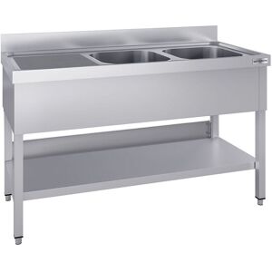GGM Gastro Spültisch ECO - 1400x700mm - mit Grundboden - mit 2 Becken rechts Zilver GGM Gastro Spültisch ECO - 1400x700mm - mit Grundboden - mit 2 Becken rechts Zilver