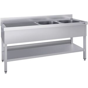 GGM Gastro Spültisch ECO - 1800x700mm - mit Grundboden - mit 2 Becken rechts Zilver GGM Gastro Spültisch ECO - 1800x700mm - mit Grundboden - mit 2 Becken rechts Zilver
