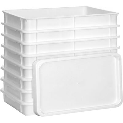 GGM Gastro 9-tlg Teigbehälter-Set - 8 Behälter & 1 Deckel - EN 600x400 - Höhe: 75mm - Polypropylen - Weiß GGM Gastro 9-tlg Teigbehälter-Set - 8 Behälter & 1 Deckel - EN 600x400 - Höhe: 75mm - Polypropylen - Weiß