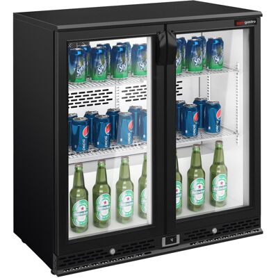 GGM Gastro Barkühlschrank - 900mm - 220 Liter - mit 2 Glasflügeltüren - Schwarz Zwart GGM Gastro Barkühlschrank - 900mm - 220 Liter - mit 2 Glasflügeltüren - Schwarz Zwart