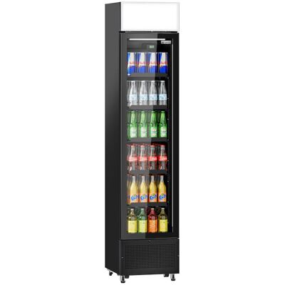 GGM Gastro Getränkekühlschrank - 145 Liter - rahmenloses Design - mit 1 Glastür & Werbedisplay Zwart GGM Gastro Getränkekühlschrank - 145 Liter - rahmenloses Design - mit 1 Glastür & Werbedisplay Zwart