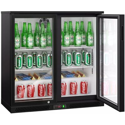 GGM Gastro Barkühlschrank - 900mm - 220 Liter - mit 2 Glasflügeltüren - Schwarz GGM Gastro Barkühlschrank - 900mm - 220 Liter - mit 2 Glasflügeltüren - Schwarz