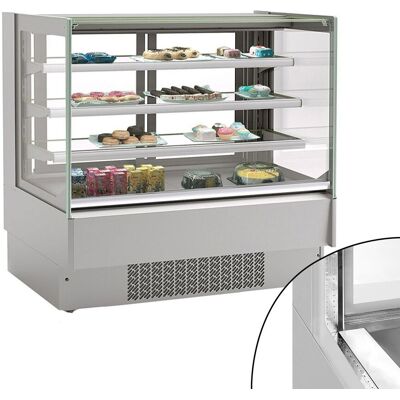 GGM Gastro Koel- & Gebaksvitrine - 274 liter - 980mm - schuifdeuren - dubbel glas - met 3 schappen zilver GGM Gastro Koel- & Gebaksvitrine - 274 liter - 980mm - schuifdeuren - dubbel glas - met 3 schappen zilver