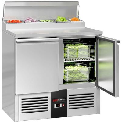 GGM Gastro Zubereitungstisch Mini PREMIUM - 900mm - 2 Türen - 5x GN 1/6 Zilver GGM Gastro Zubereitungstisch Mini PREMIUM - 900mm - 2 Türen - 5x GN 1/6 Zilver
