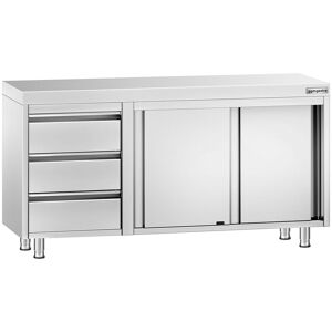 GGM Gastro Edelstahl Arbeitsschrank PREMIUM - 1400x700mm - mit 3 Schubladen links Zilver GGM Gastro Edelstahl Arbeitsschrank PREMIUM - 1400x700mm - mit 3 Schubladen links Zilver