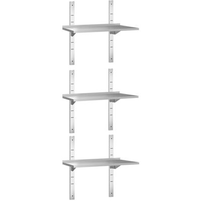 GGM Gastro Wandborde PREMIUM - 800x400mm - mit 3 Etagen Zilver GGM Gastro Wandborde PREMIUM - 800x400mm - mit 3 Etagen Zilver