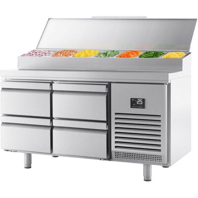 GGM Gastro Zubereitungskühltisch - 1468x700mm - mit 4 Schubladen - Edelstahlaufsatz 1x GN 1/2 & 6x GN 1/3 GGM Gastro Zubereitungskühltisch - 1468x700mm - mit 4 Schubladen - Edelstahlaufsatz 1x GN 1/2 & 6x GN 1/3