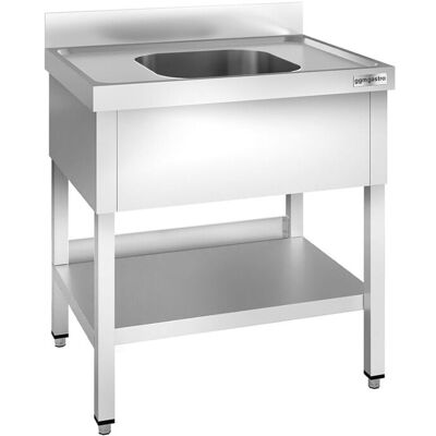 GGM Gastro Spültisch PREMIUM - 800x700mm - mit Grundboden & 1 Becken Zilver GGM Gastro Spültisch PREMIUM - 800x700mm - mit Grundboden & 1 Becken Zilver