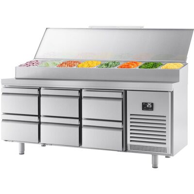 GGM Gastro Zubereitungskühltisch - 1960x600mm - mit 6 Schubladen - Edelstahlaufsatz 11x GN 1/4 GGM Gastro Zubereitungskühltisch - 1960x600mm - mit 6 Schubladen - Edelstahlaufsatz 11x GN 1/4