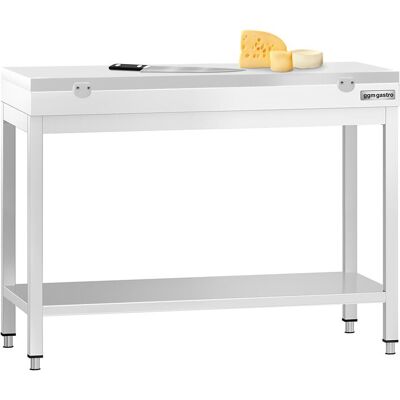 GGM Gastro Edelstahl Arbeitstisch PREMIUM - 1000x700mm - mit Grundboden - inkl. Schneideplatte Weiß GGM Gastro Edelstahl Arbeitstisch PREMIUM - 1000x700mm - mit Grundboden - inkl. Schneideplatte Weiß