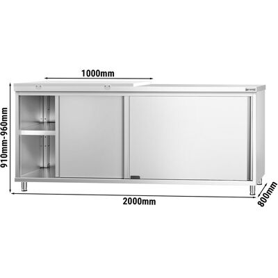 GGM Gastro Edelstahl Arbeitsschrank PREMIUM - 2000x800mm - mit Schiebetür - inkl. 1/2 Schneideplatte Weiß GGM Gastro Edelstahl Arbeitsschrank PREMIUM - 2000x800mm - mit Schiebetür - inkl. 1/2 Schneideplatte Weiß