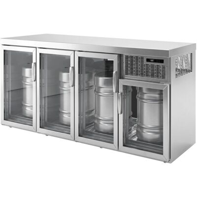 GGM Gastro Fasskühler - 4x50 L Fässer - 2100x600mm - mit 4 Glastüren Zilver GGM Gastro Fasskühler - 4x50 L Fässer - 2100x600mm - mit 4 Glastüren Zilver