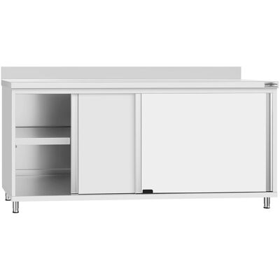GGM Gastro Edelstahl Arbeitsschrank ECO - 1800x600mm - mit Schiebetür & Aufkantung Zilver GGM Gastro Edelstahl Arbeitsschrank ECO - 1800x600mm - mit Schiebetür & Aufkantung Zilver