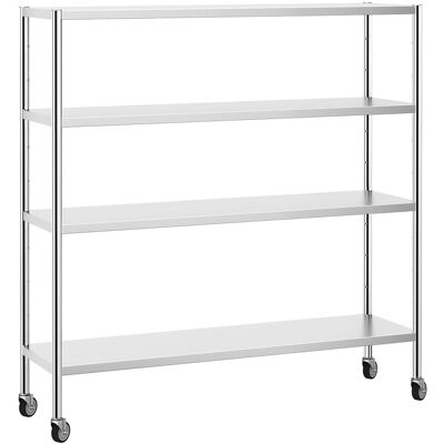 GGM Gastro Edelstahlregal PREMIUM - 1800x500mm - mit 4 Ablagen (VERSTELLBAR) - inkl. 4 Rollen Zilver GGM Gastro Edelstahlregal PREMIUM - 1800x500mm - mit 4 Ablagen (VERSTELLBAR) - inkl. 4 Rollen Zilver