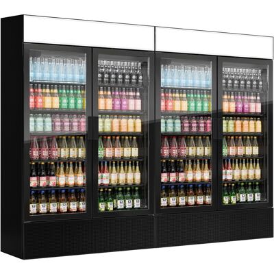 GGM Gastro (2 Stück) Getränkekühlschrank - 2400 Liter - rahmenloses Design - mit 4 Glastüren & Werbedisplay Zwart GGM Gastro (2 Stück) Getränkekühlschrank - 2400 Liter - rahmenloses Design - mit 4 Glastüren & Werbedisplay Zwart