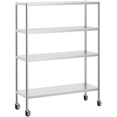 GGM Gastro Edelstahlregal PREMIUM - 1400x490mm - mit 4 Ablagen (VERSTELLBAR) - inkl. 4 Rollen Zilver GGM Gastro Edelstahlregal PREMIUM - 1400x490mm - mit 4 Ablagen (VERSTELLBAR) - inkl. 4 Rollen Zilver