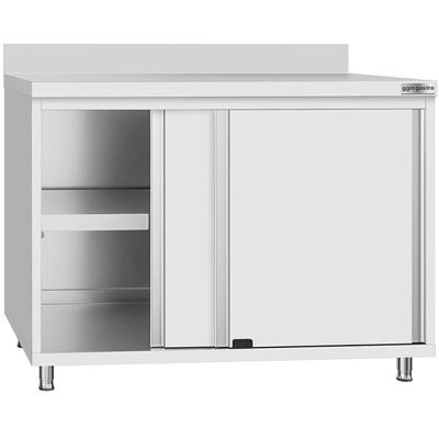 GGM Gastro Edelstahl Arbeitsschrank ECO - 1000x600mm - mit Schiebetür & Aufkantung Zilver GGM Gastro Edelstahl Arbeitsschrank ECO - 1000x600mm - mit Schiebetür & Aufkantung Zilver