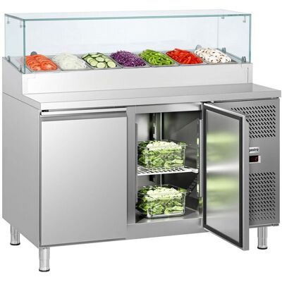 GGM Gastro Zubereitungstisch ECO - 1360mm - 2 Türen - mit Glasaufsatz - für 7x GN 1/3 GGM Gastro Zubereitungstisch ECO - 1360mm - 2 Türen - mit Glasaufsatz - für 7x GN 1/3