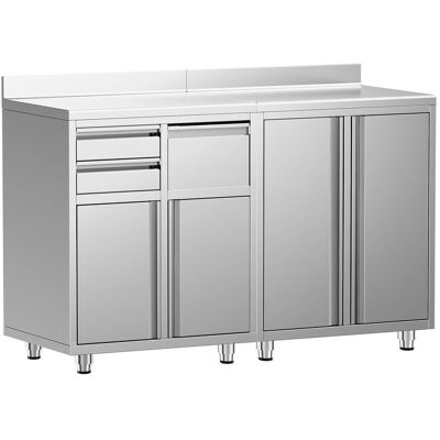 GGM Gastro Arbeitsschrank für Kaffeemaschine - 1600x600mm - mit Flügeltüren, Schubladen, Ausklopfer & Aufkantung GGM Gastro Arbeitsschrank für Kaffeemaschine - 1600x600mm - mit Flügeltüren, Schubladen, Ausklopfer & Aufkantung