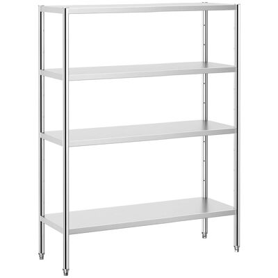 GGM Gastro Edelstahlregal PREMIUM - 1400x490mm - mit 4 Ablagen (VERSTELLBAR) Zilver GGM Gastro Edelstahlregal PREMIUM - 1400x490mm - mit 4 Ablagen (VERSTELLBAR) Zilver