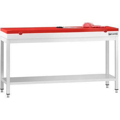 GGM Gastro Edelstahl Arbeitstisch PREMIUM - 1800x700mm - mit Grundboden - inkl. Schneideplatte Rot GGM Gastro Edelstahl Arbeitstisch PREMIUM - 1800x700mm - mit Grundboden - inkl. Schneideplatte Rot