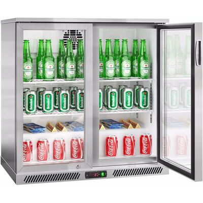 GGM Gastro Barkühlschrank - 900mm - 220 Liter - mit 2 Glasflügeltüren - Edelstahl GGM Gastro Barkühlschrank - 900mm - 220 Liter - mit 2 Glasflügeltüren - Edelstahl