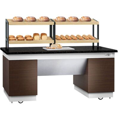GGM Gastro Brotregal DUBLIN - 2000mm - mit Rollen - schwarze Granit-Arbeitsplatte Bruin / Zwart / Wit GGM Gastro Brotregal DUBLIN - 2000mm - mit Rollen - schwarze Granit-Arbeitsplatte Bruin / Zwart / Wit