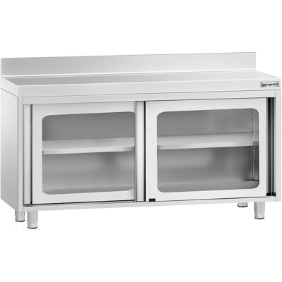 GGM Gastro Edelstahl Arbeitsschrank PREMIUM - 1400x600mm - mit Glasschiebetür & Aufkantung GGM Gastro Edelstahl Arbeitsschrank PREMIUM - 1400x600mm - mit Glasschiebetür & Aufkantung