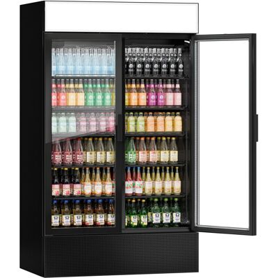 GGM Gastro Getränkekühlschrank - 1200 Liter - rahmenloses Design - mit 2 Glastüren & Werbedisplay Zwart GGM Gastro Getränkekühlschrank - 1200 Liter - rahmenloses Design - mit 2 Glastüren & Werbedisplay Zwart
