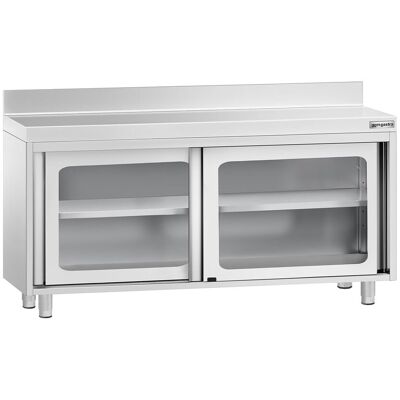 GGM Gastro Edelstahl Arbeitsschrank PREMIUM - 1600x700mm - mit Glasschiebetür & Aufkantung GGM Gastro Edelstahl Arbeitsschrank PREMIUM - 1600x700mm - mit Glasschiebetür & Aufkantung