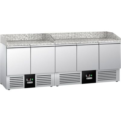 GGM Gastro Pizzakühltische PREMIUM - 2300x700mm - 5 Türen Zilver GGM Gastro Pizzakühltische PREMIUM - 2300x700mm - 5 Türen Zilver