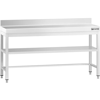 GGM Gastro Edelstahl Arbeitstisch PREMIUM - 1800x800mm - mit Grundboden, Aufkantung & Verstrebung Zilver GGM Gastro Edelstahl Arbeitstisch PREMIUM - 1800x800mm - mit Grundboden, Aufkantung & Verstrebung Zilver